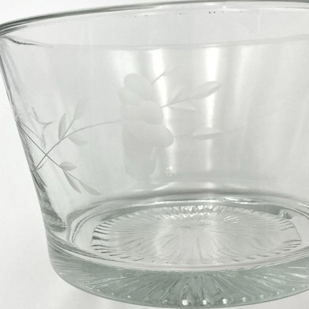 Vintage 1960s‎ Princess House Heritage Floral Clear Glass Bowl Ice Bucket 7